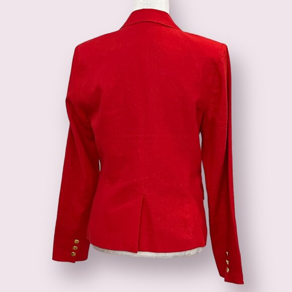 Harve Benard Red Linen Blazer Women's Size 8 Gold Button 2 Button Jacket Lined - Picture 3 of 11